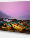 Boats under Twilight Sky in Phewa - Boat Wall Artwork on Canvas