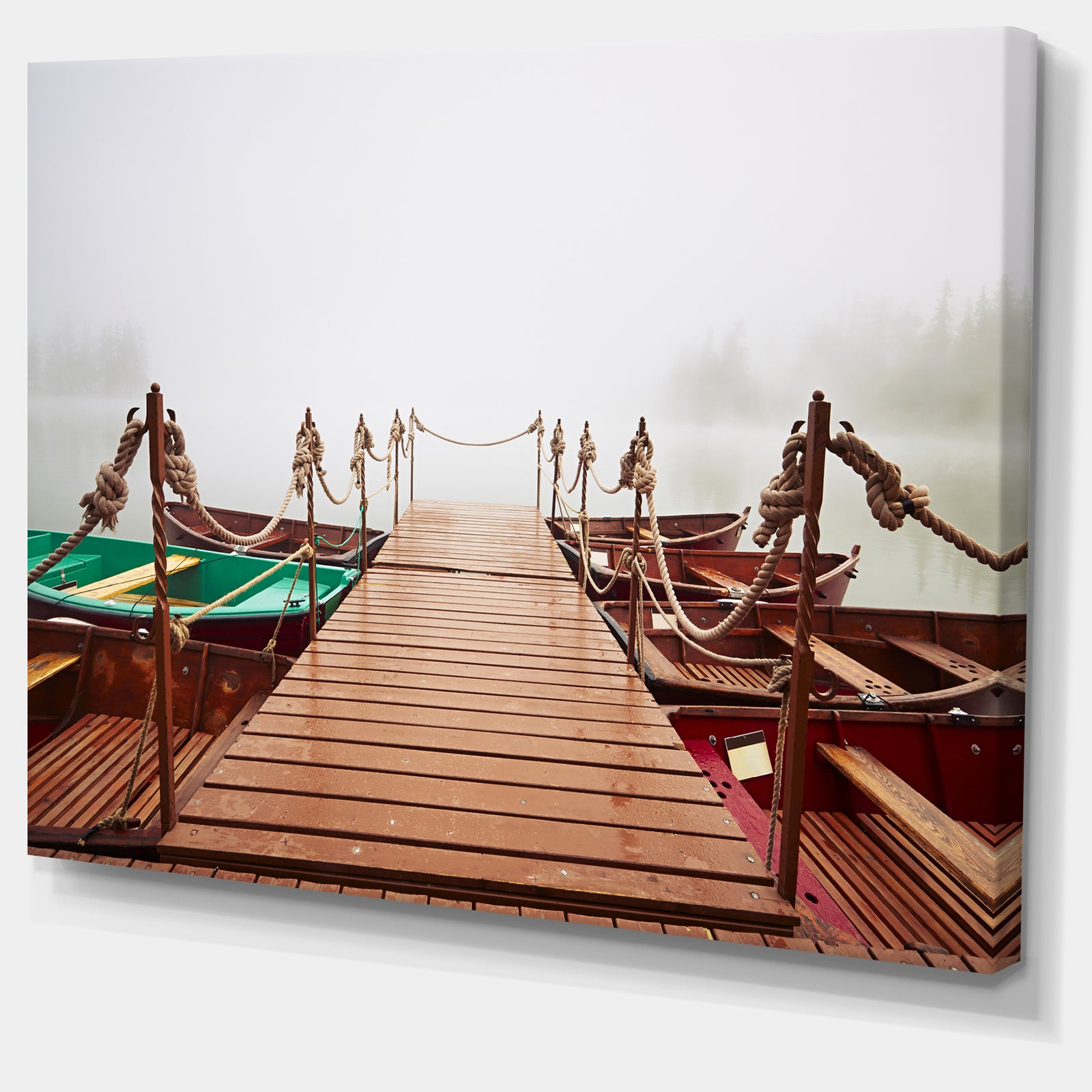 Boats in Mysterious Fog - Boat Wall Artwork on Canvas