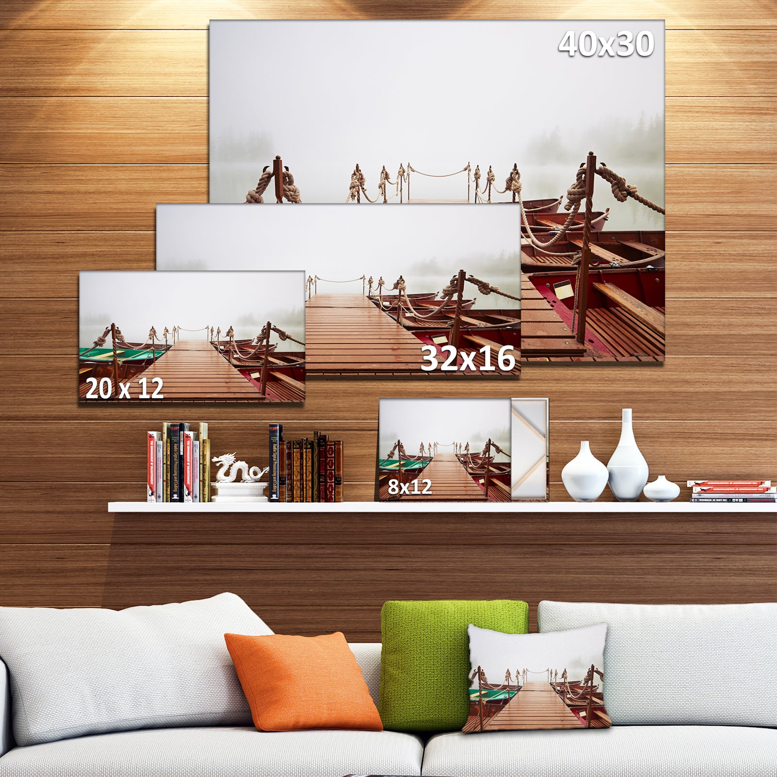 Boats in Mysterious Fog - Boat Wall Artwork on Canvas