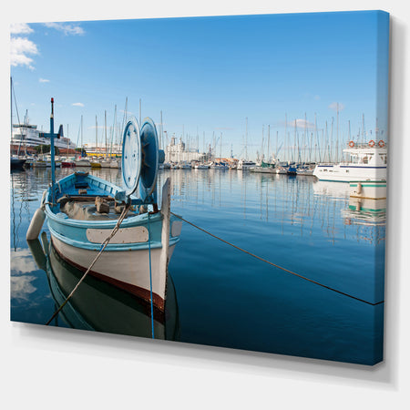 Yachts in Toulon Port, France - Boat Wall Artwork on Canvas