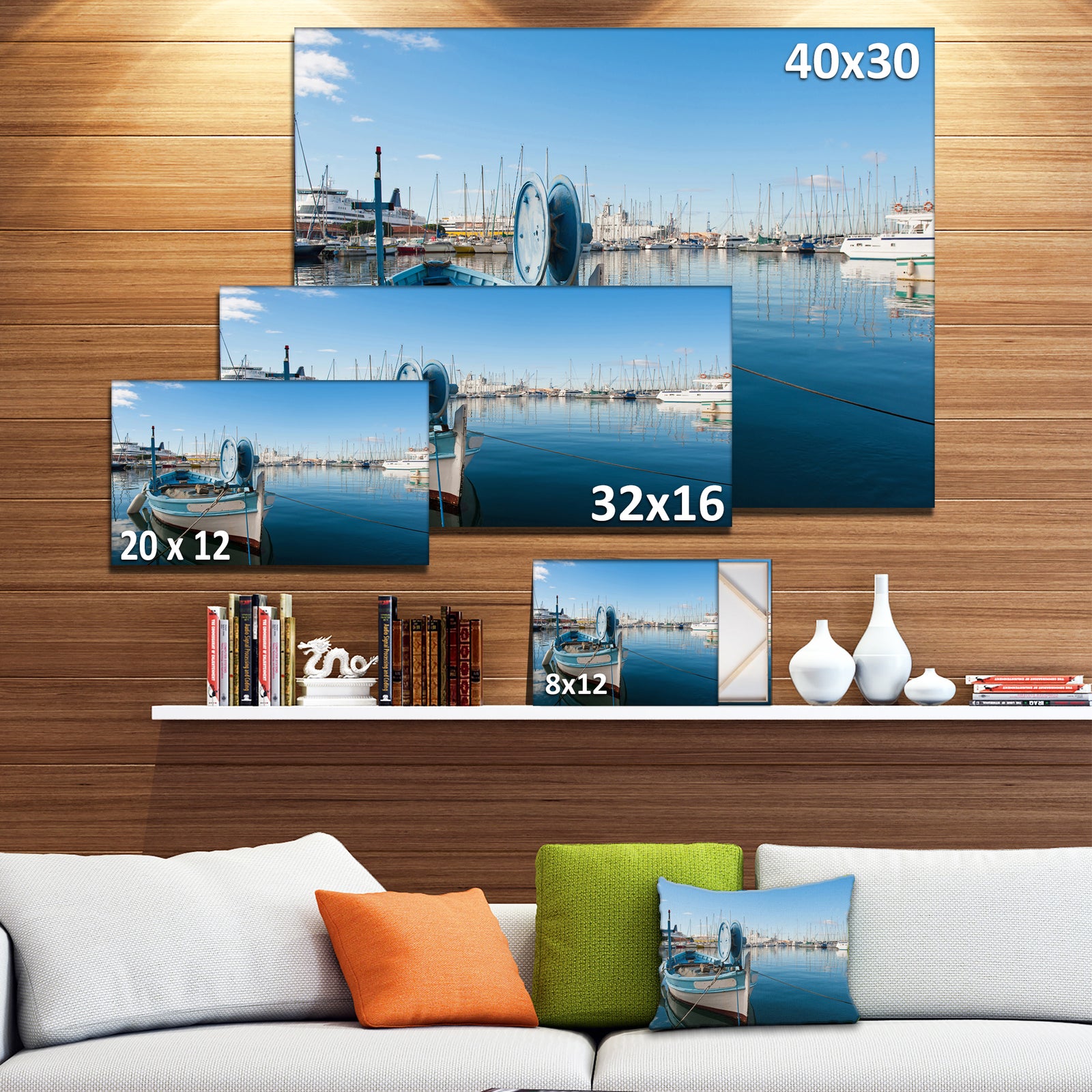 Yachts in Toulon Port, France - Boat Wall Artwork on Canvas