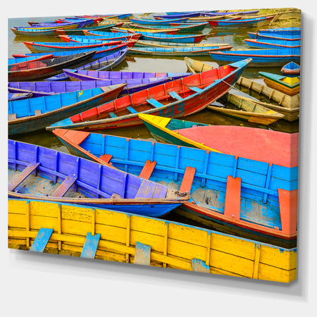 Old Colorful Sailboats in Lake - Boat Wall Artwork on Canvas
