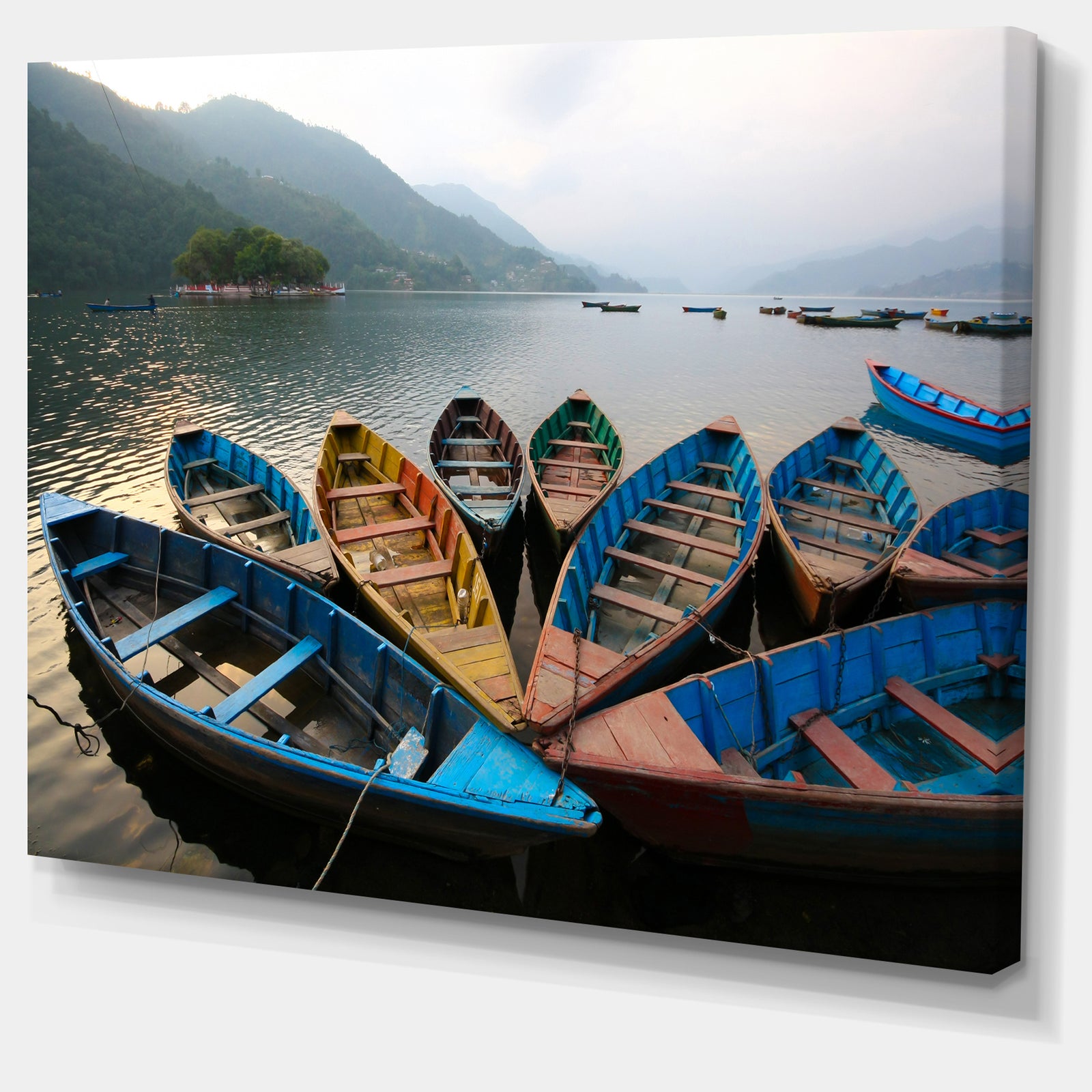 Beautiful Boats in Phewa Lake - Boat Wall Artwork on Canvas