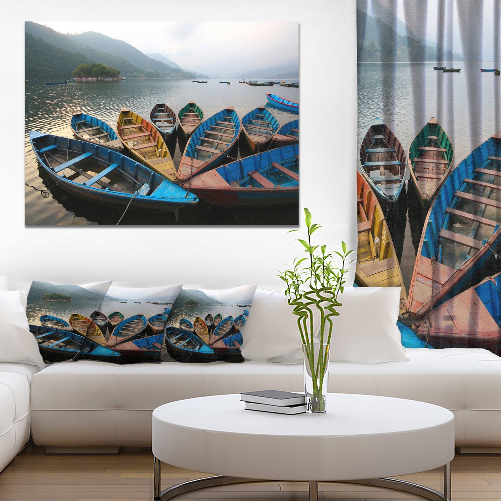 Beautiful Boats in Phewa Lake - Boat Wall Artwork on Canvas