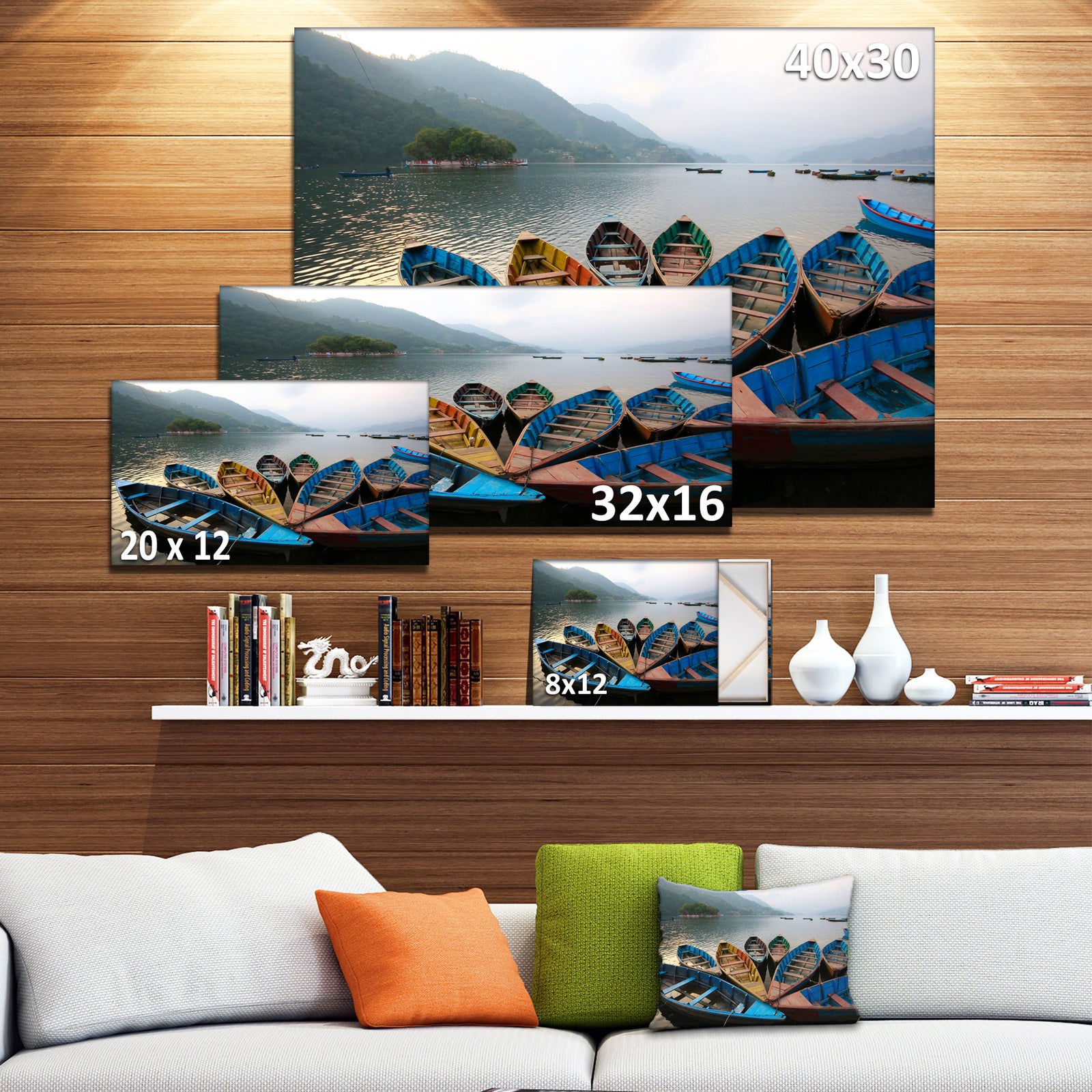 Beautiful Boats in Phewa Lake - Boat Wall Artwork on Canvas