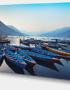 Blue Wooden Boats in Lake - Boat Canvas Artwork