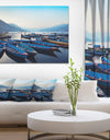 Blue Wooden Boats in Lake - Boat Canvas Artwork