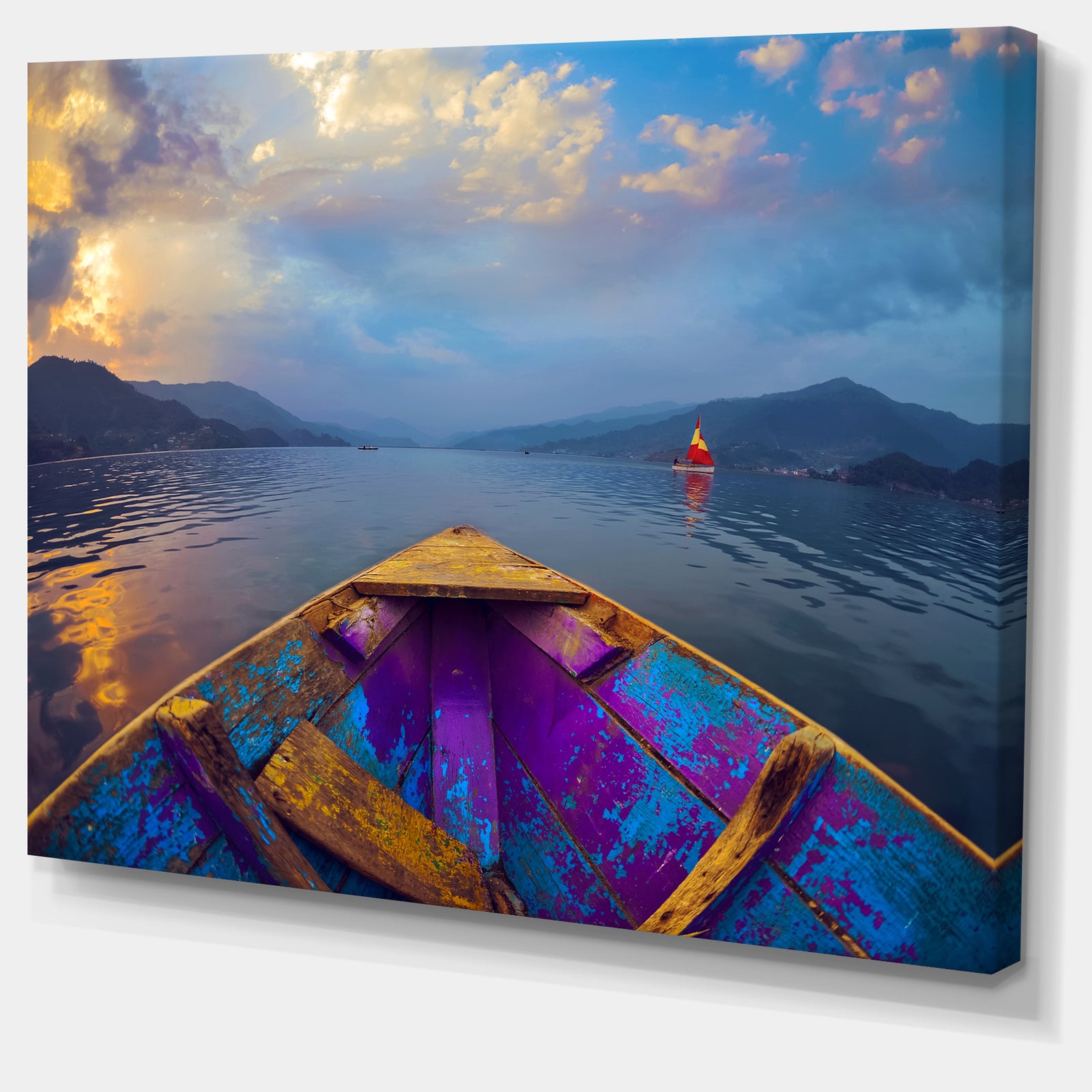 Boat in Himalaya Mountains Lake - Boat Canvas Artwork