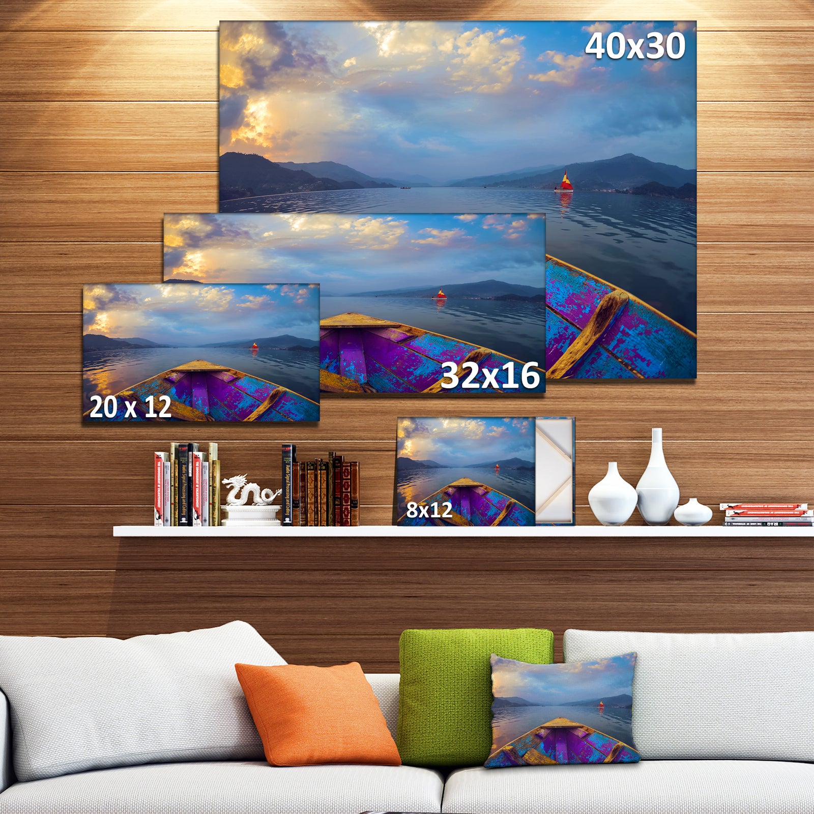 Boat in Himalaya Mountains Lake - Boat Canvas Artwork