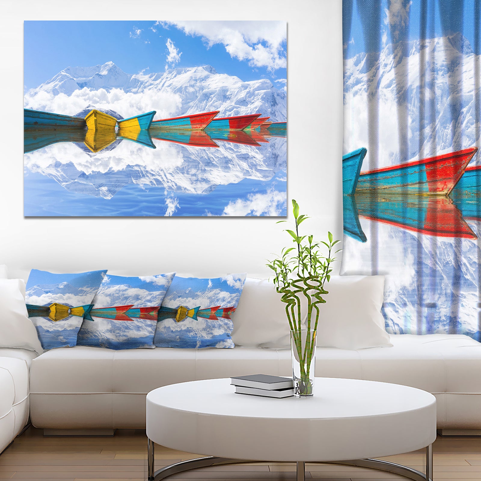 Moving Colorful Boats in Lake - Boat Canvas Artwork