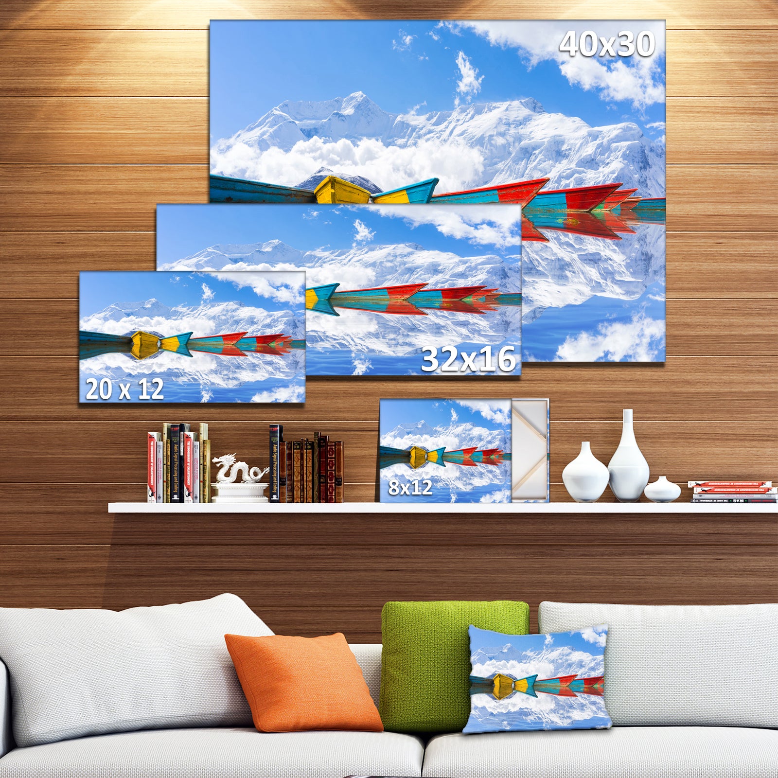 Moving Colorful Boats in Lake - Boat Canvas Artwork