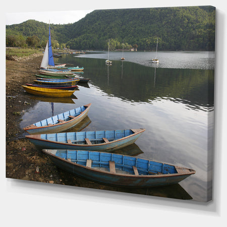 Wonderful View of Pokhara Boats - Boat Canvas Artwork