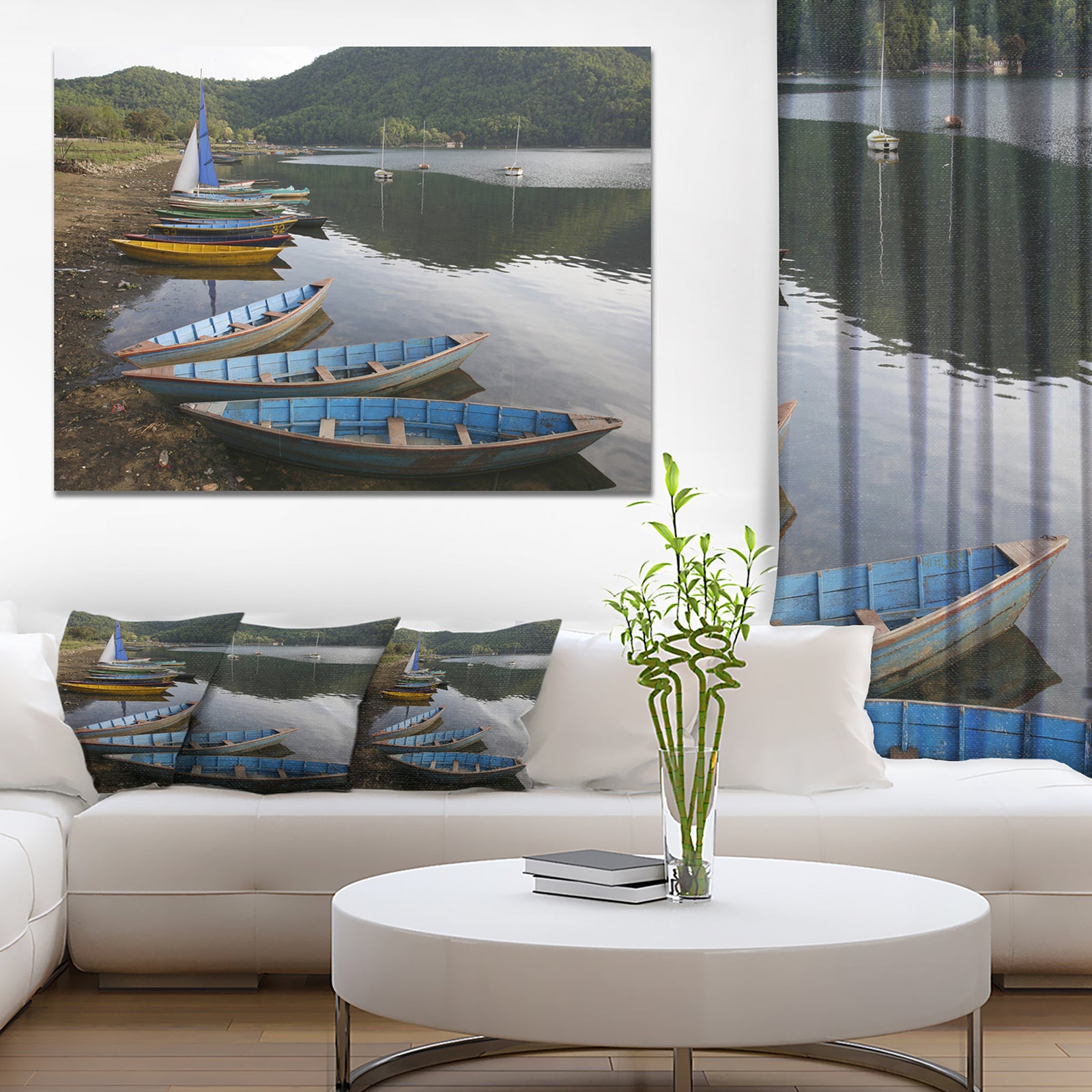 Wonderful View of Pokhara Boats - Boat Canvas Artwork