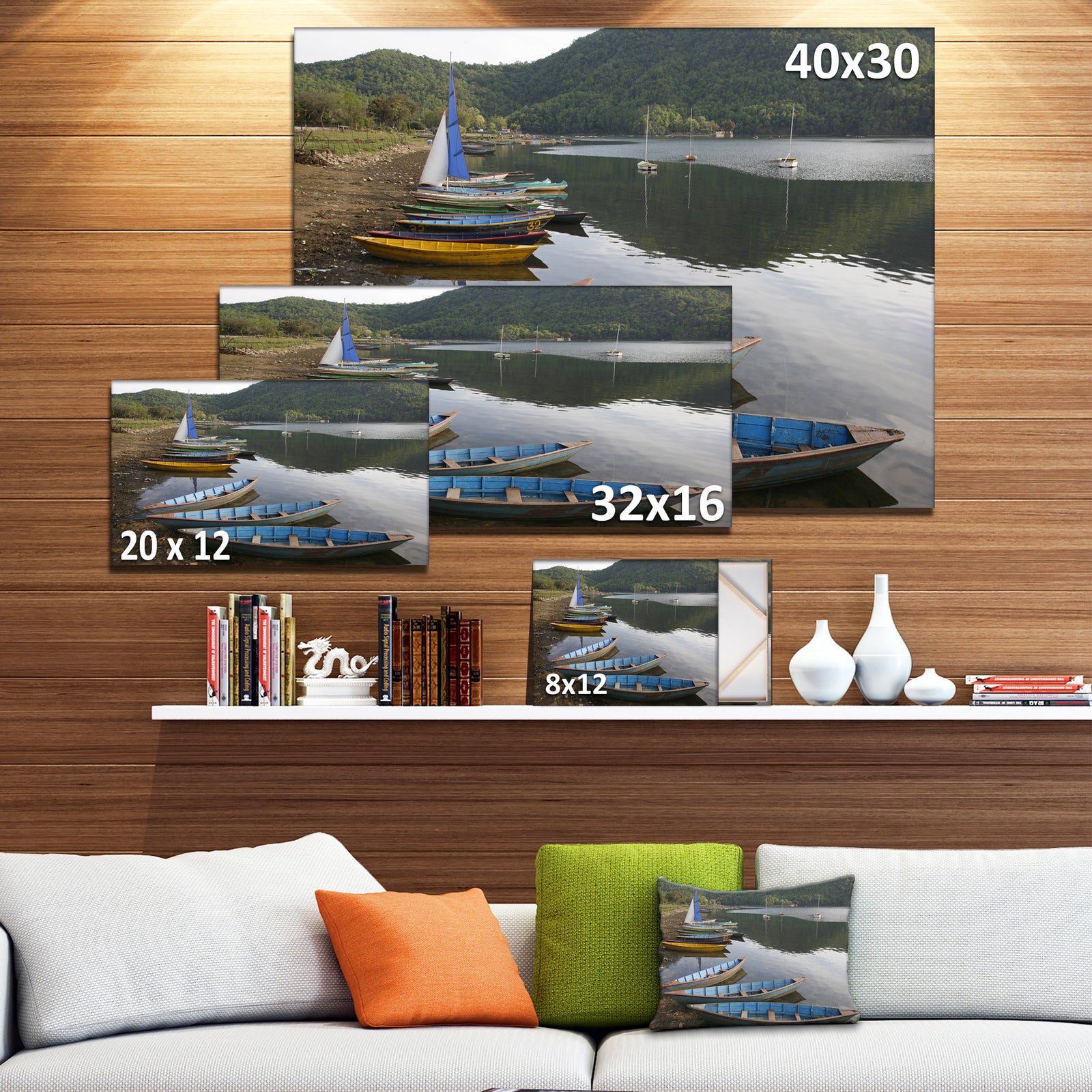 Wonderful View of Pokhara Boats - Boat Canvas Artwork