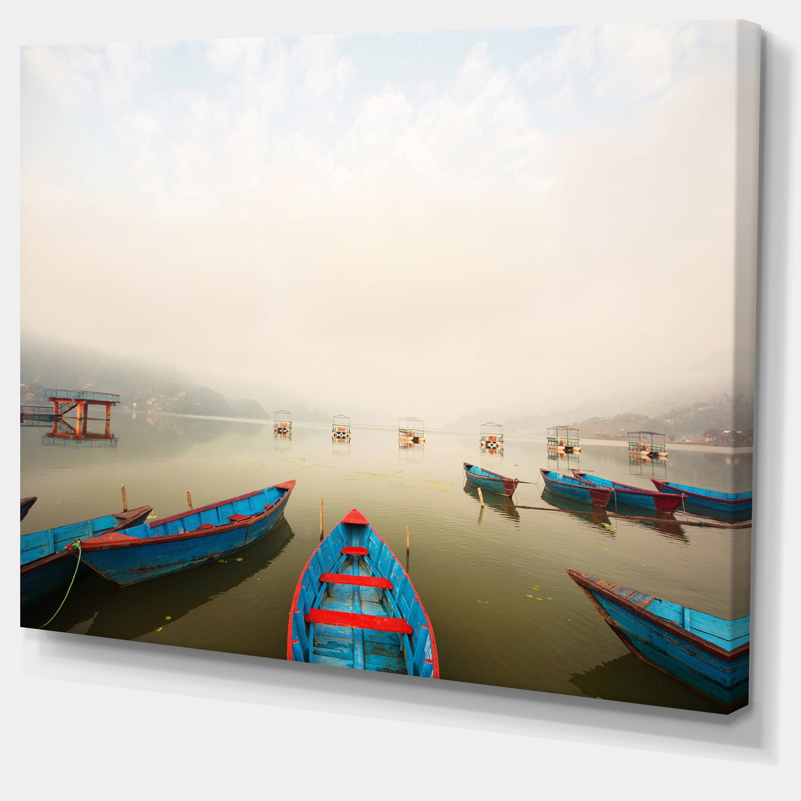 Moving Boats in Mountain Lake - Boat Canvas Artwork