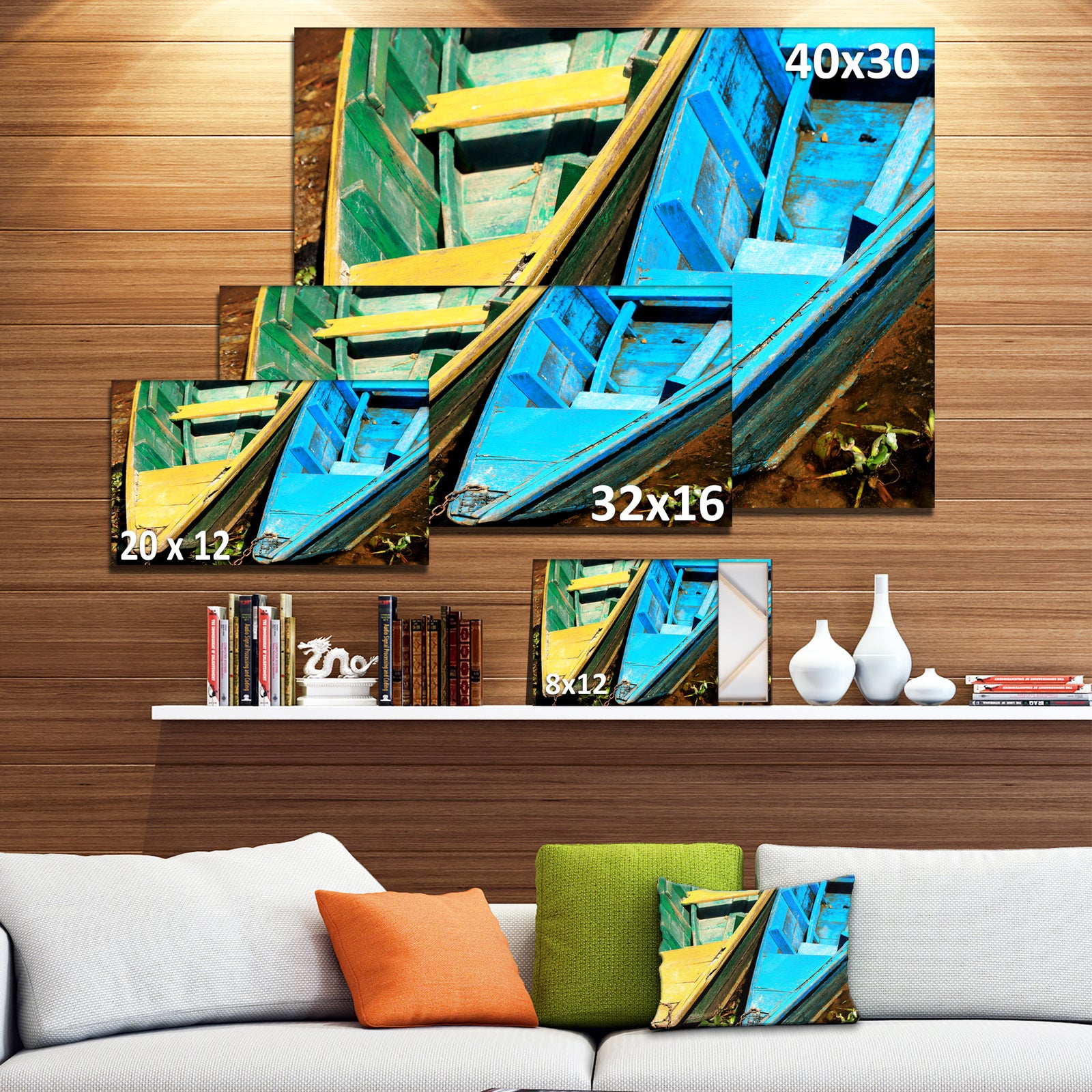 Wooden Boats on Lake Phewa - Boat Canvas Artwork