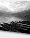 Boats Lined up on Pokhara Lake - Boat Canvas Artwork