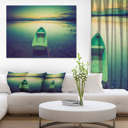 Boat at Sunset in Vintage Lake - Boat Canvas Artwork