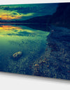 Dark Vintage Lake at Sunset - Boat Canvas Artwork