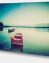 Pink Boat in Vintage Lake - Boat Canvas Artwork