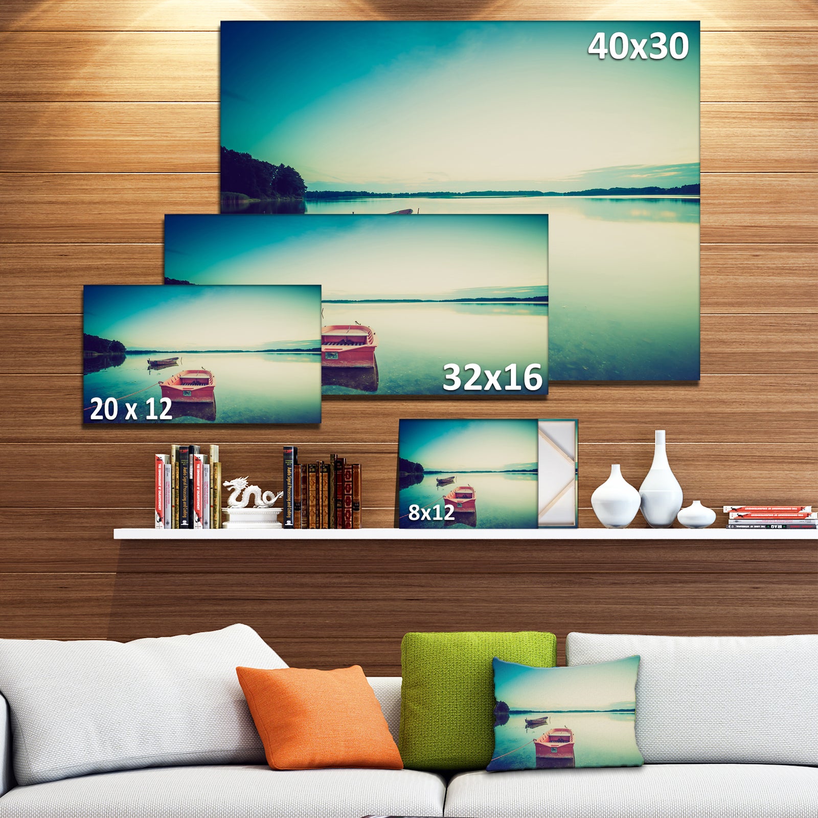 Pink Boat in Vintage Lake - Boat Canvas Artwork