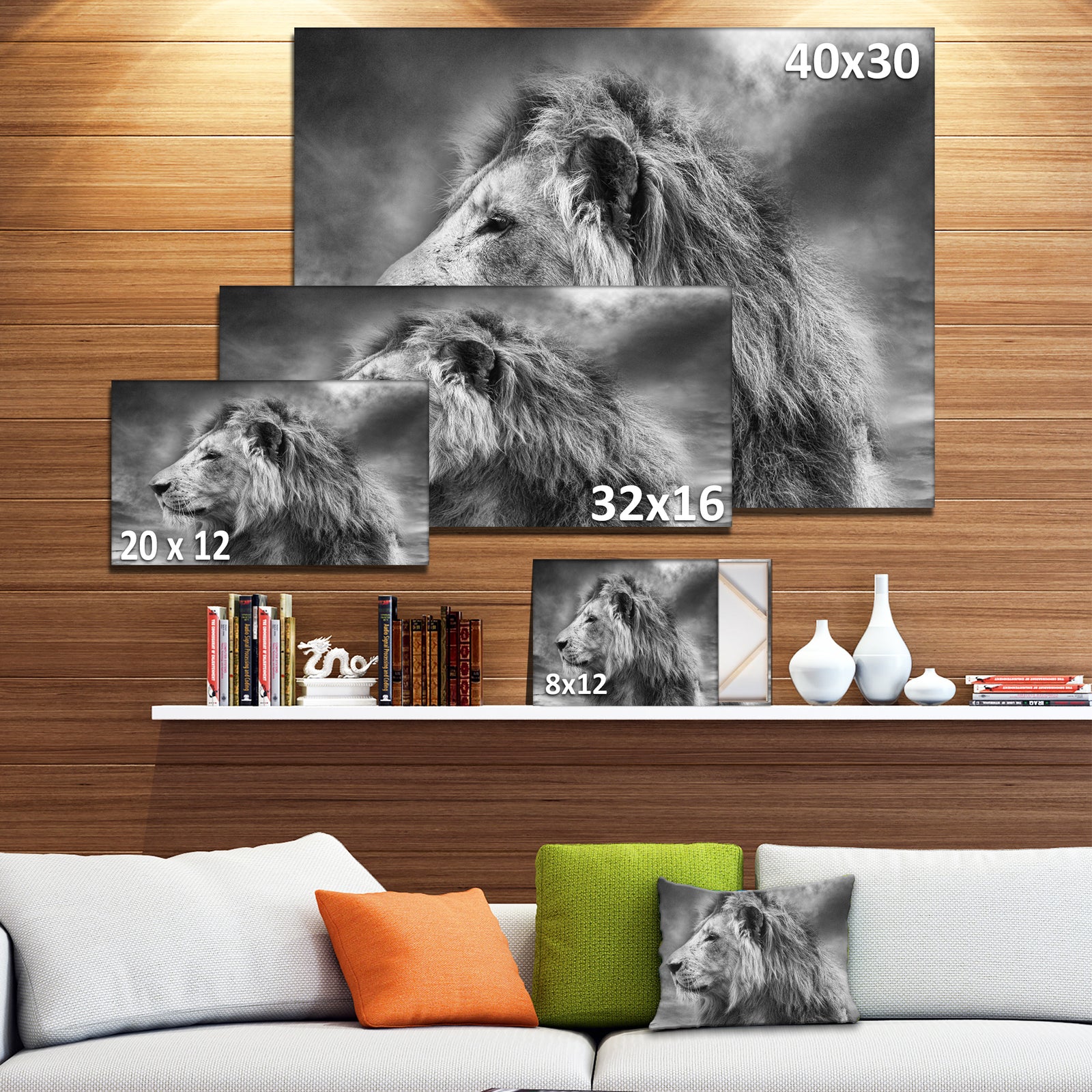 Grey Wild African Lion - Modern Animal Canvas Art