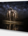 Elephants Watering in the River - Animal Canvas Wall Art