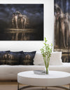 Elephants Watering in the River - Animal Canvas Wall Art