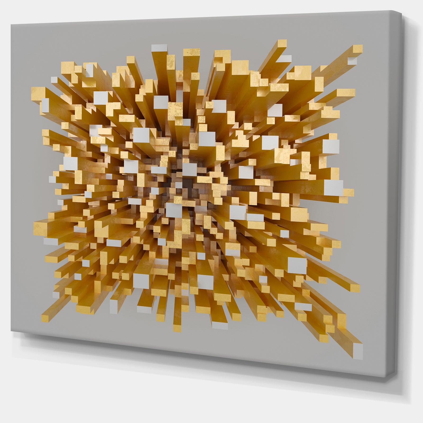 Golden Fragments 3D Design - Abstract Canvas Wall Art