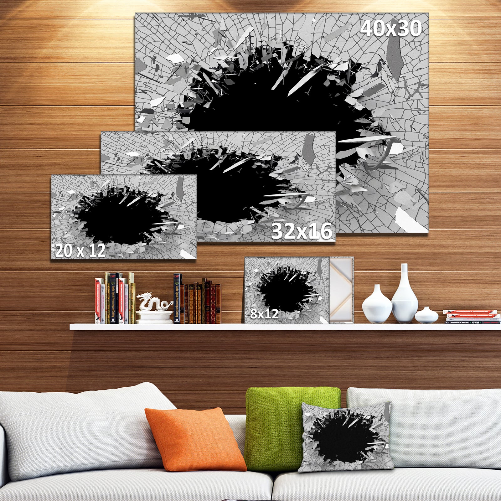 Strick & Bolton 'Abstract Broken Wall 3D Design - Canvas Wall Art