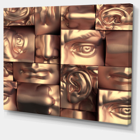 Abstract Golden Blocks'Large Abstract Wall Art