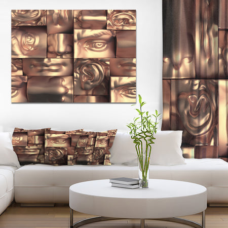 Abstract Golden Blocks'Large Abstract Wall Art