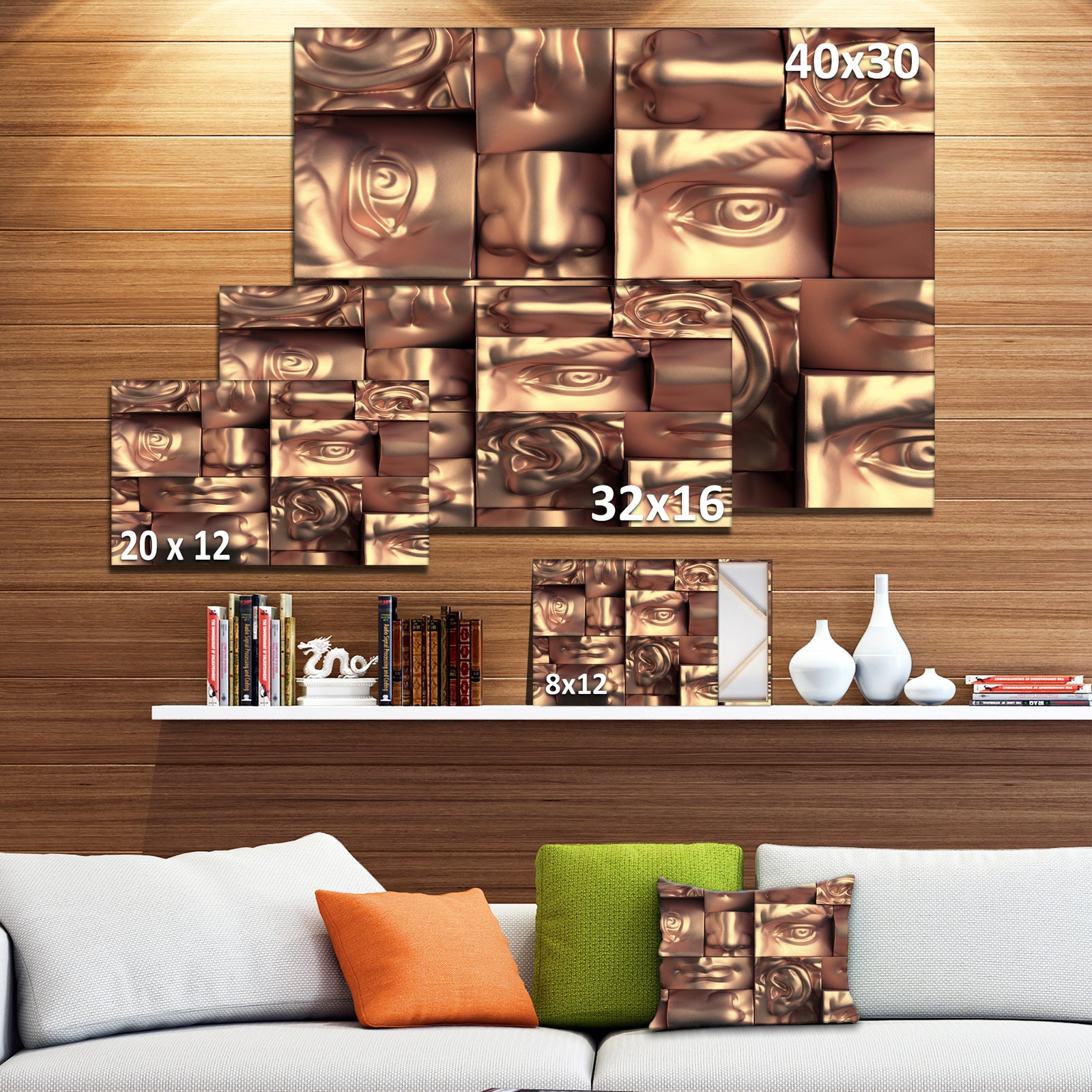 Abstract Golden Blocks'Large Abstract Wall Art