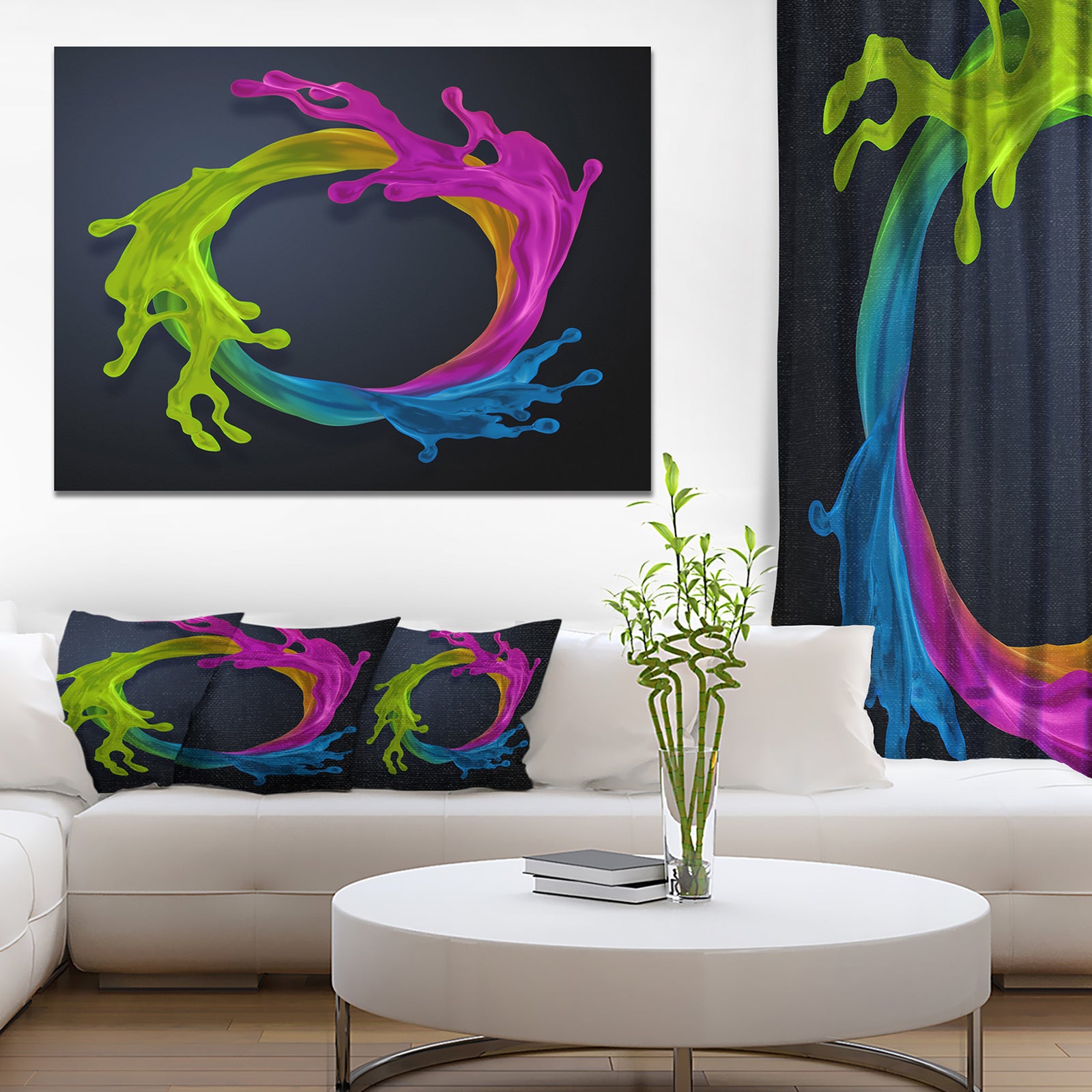 Colorful Splash Round'Large Abstract Wall Art