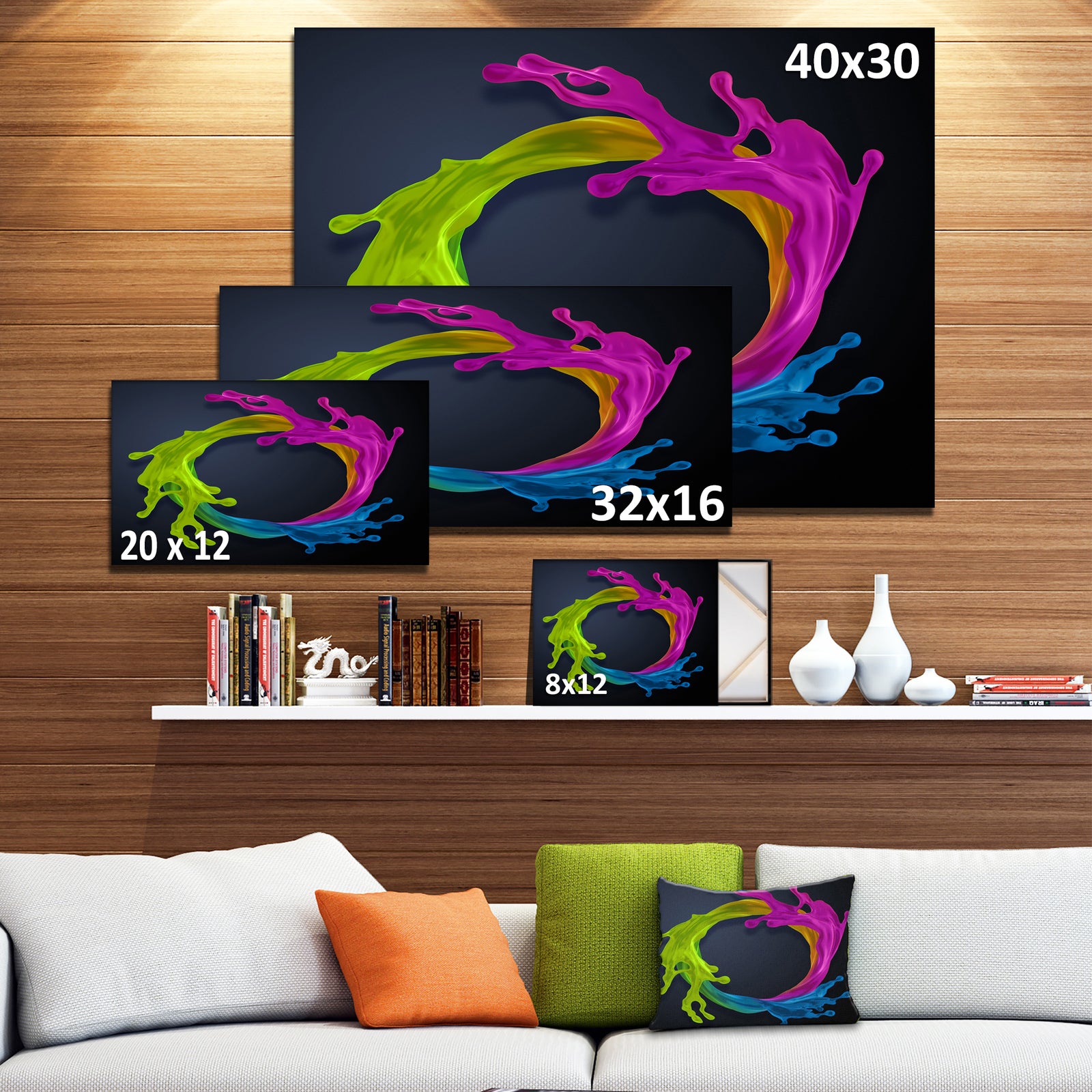 Colorful Splash Round'Large Abstract Wall Art