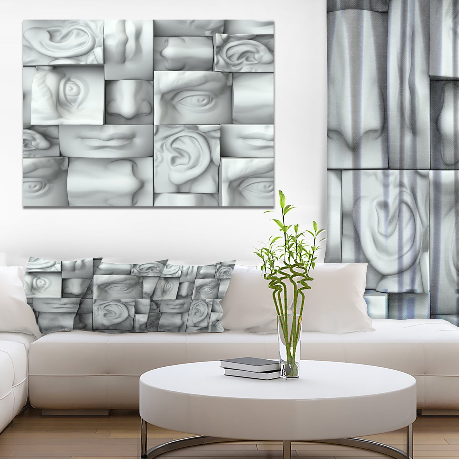 Abstract White Blocks'Large Abstract Wall Art