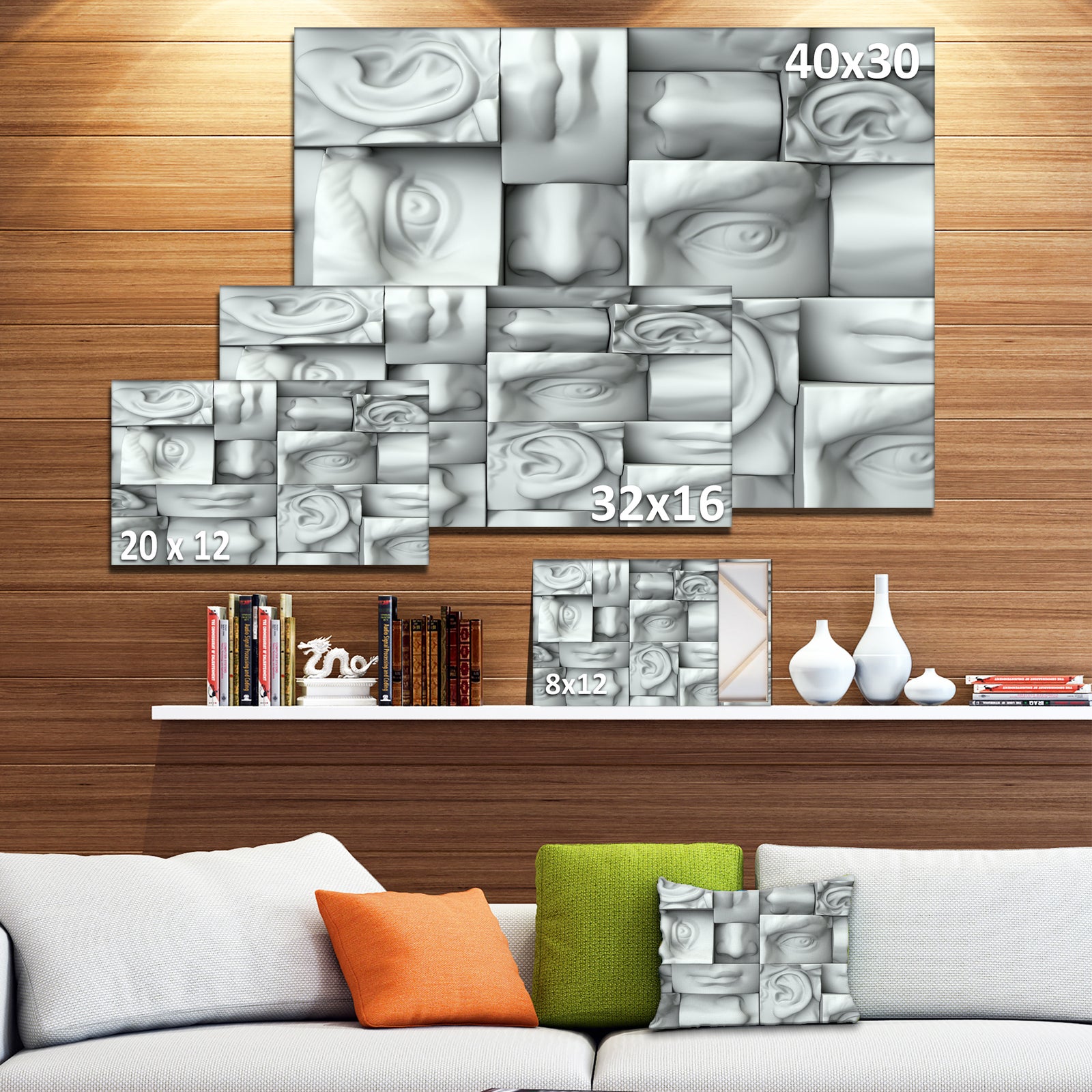 Abstract White Blocks'Large Abstract Wall Art