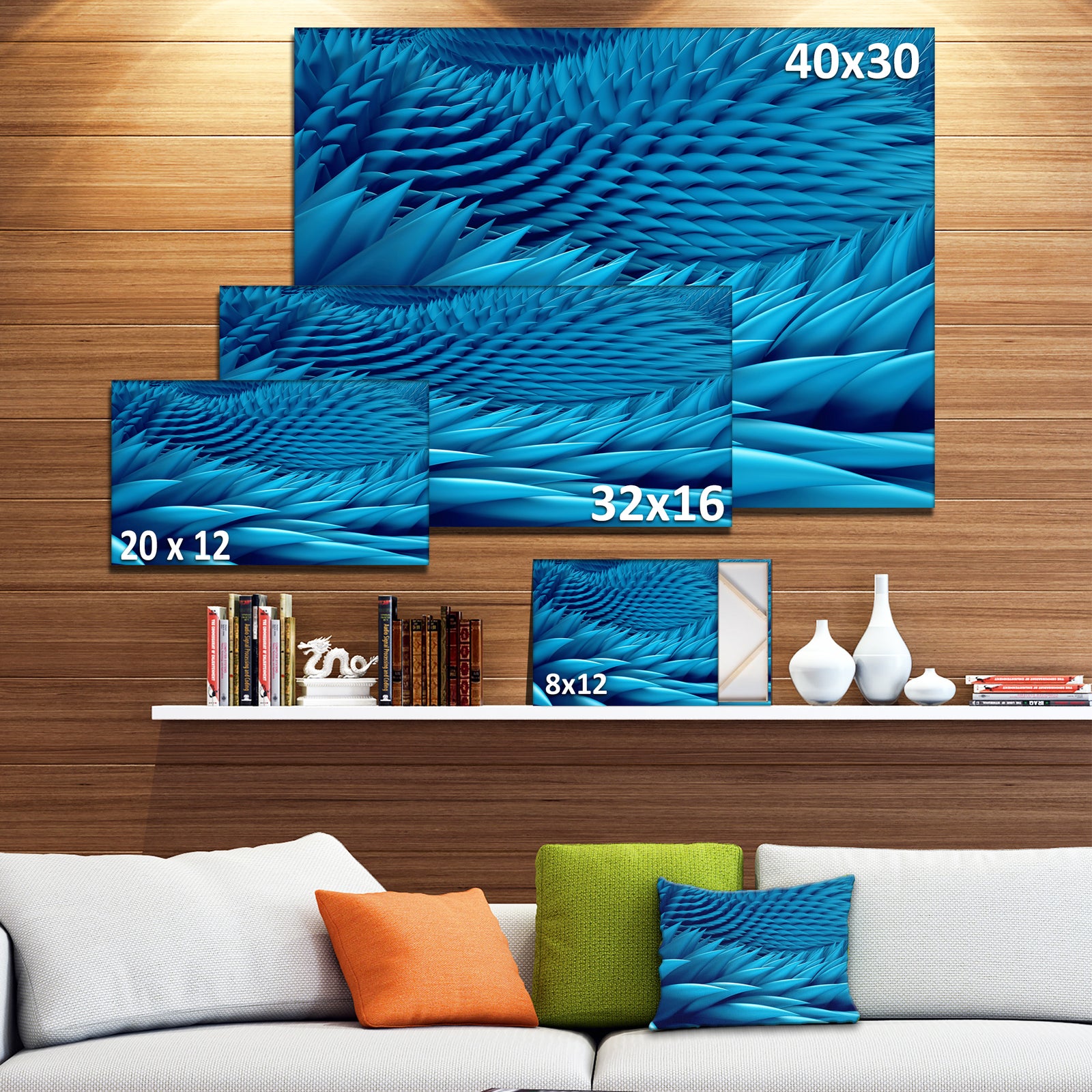 Abstract Blue Wavy Background'Large Abstract Wall Art