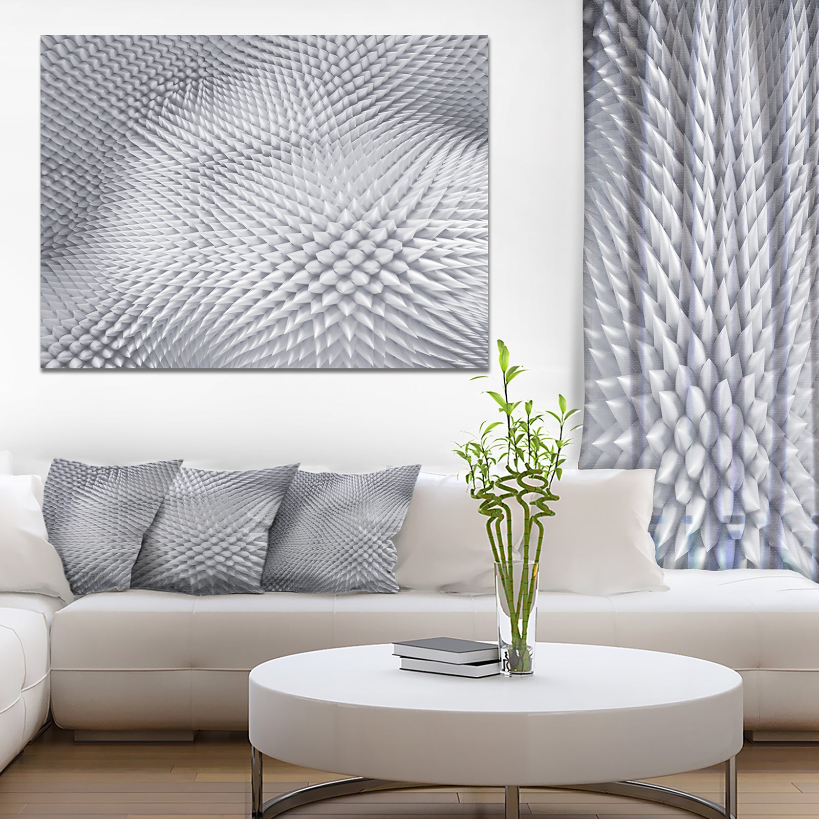 Small 3D White Prickly Design'Large Abstract Wall Art