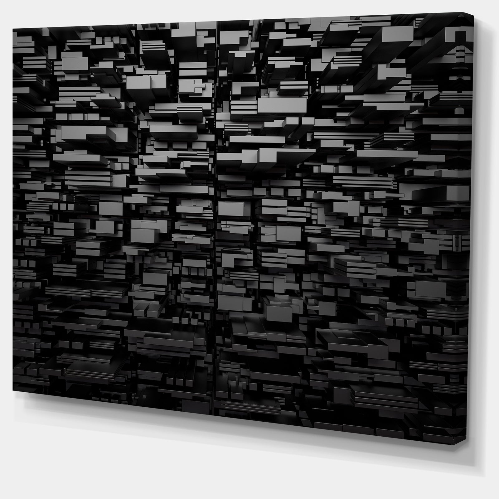 Black 3D Geometric Background - Abstract Artwork on Canvas
