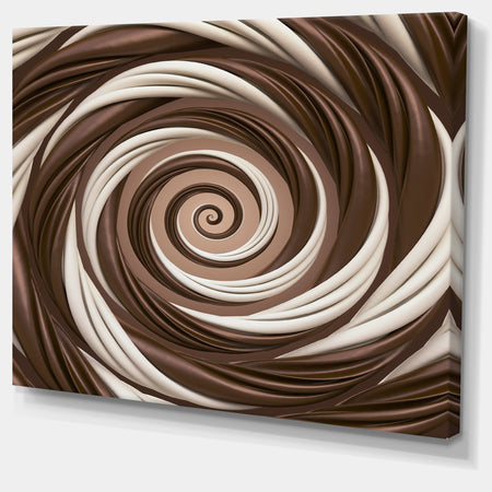 Chocolate and Milk Candy Spiral Design - Abstract Artwork on Canvas