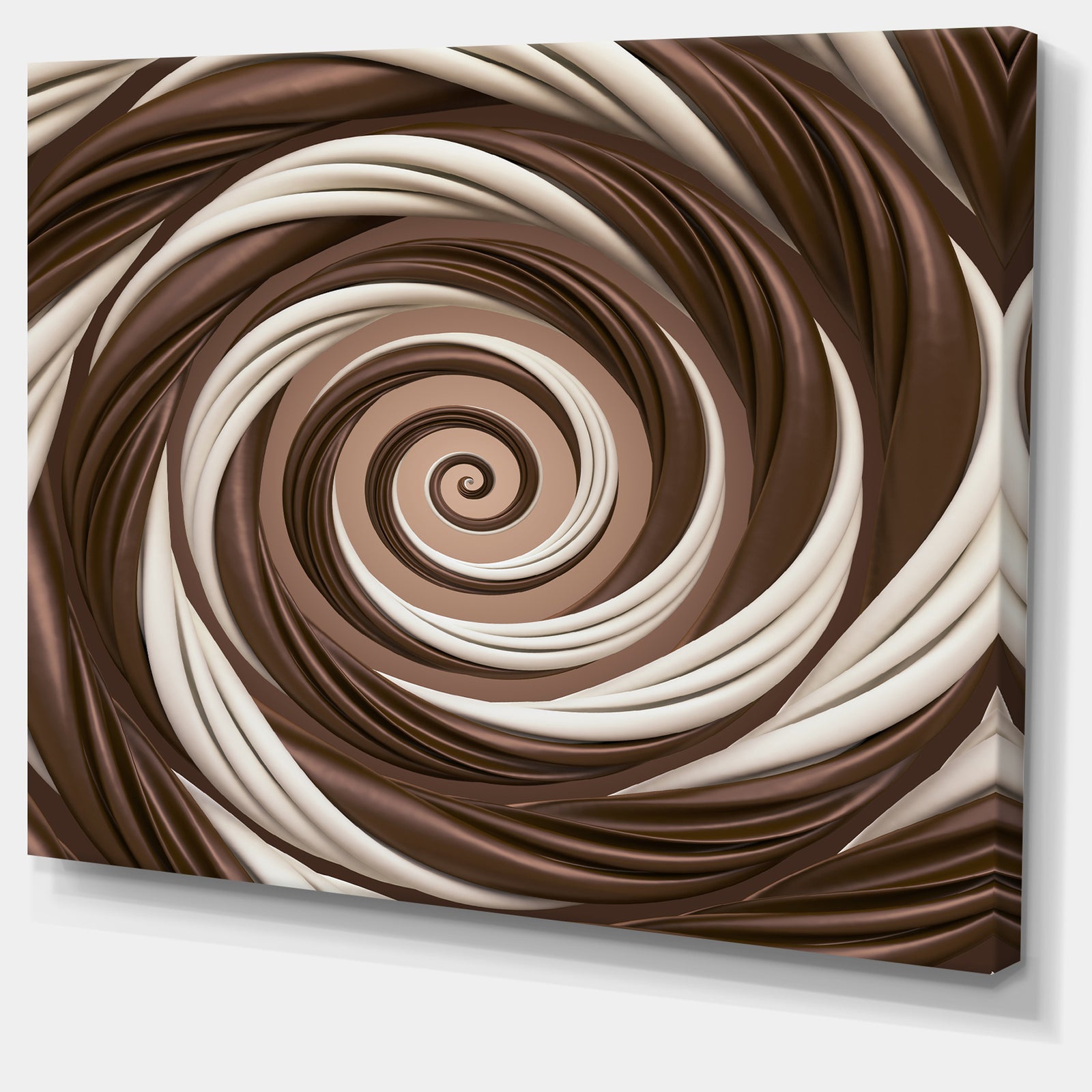 Chocolate and Milk Candy Spiral Design - Abstract Artwork on Canvas