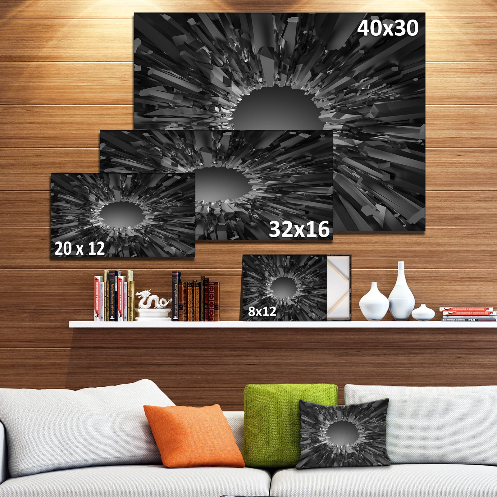 Futuristic Black Background - Abstract Artwork on Canvas