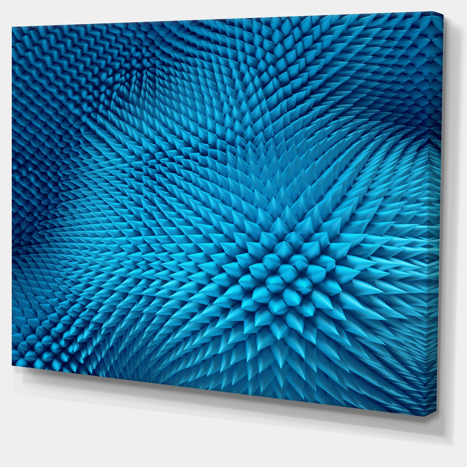 Wavy Blue Prickly Design - Abstract Artwork on Canvas