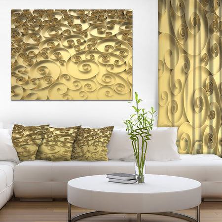 3D Golden Curly Background - Abstract Artwork on Canvas