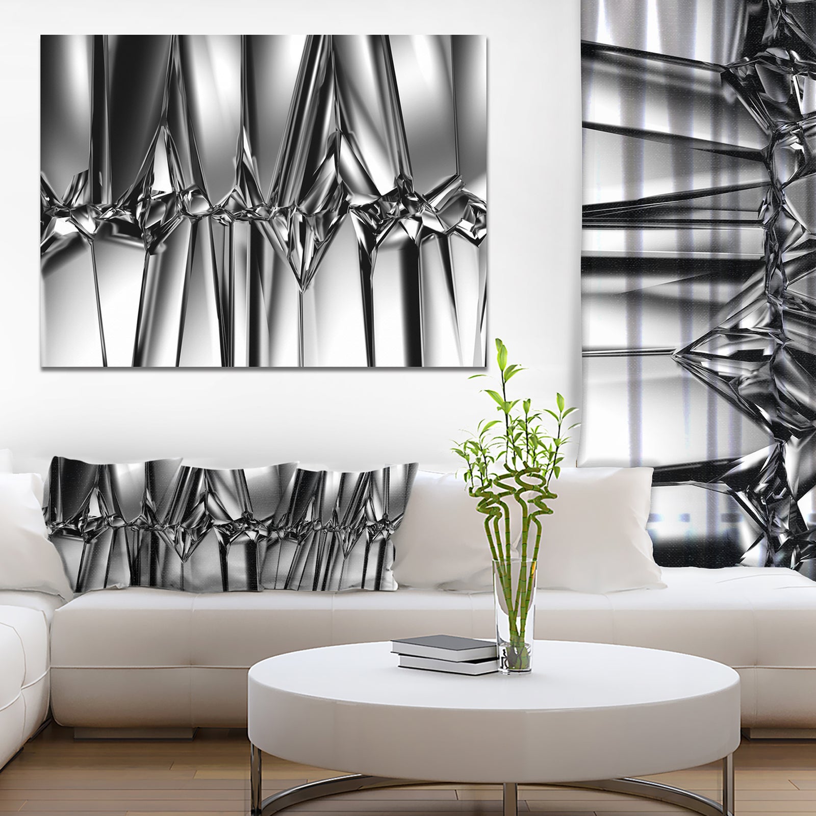Black White Crystal Background - Abstract Artwork on Canvas