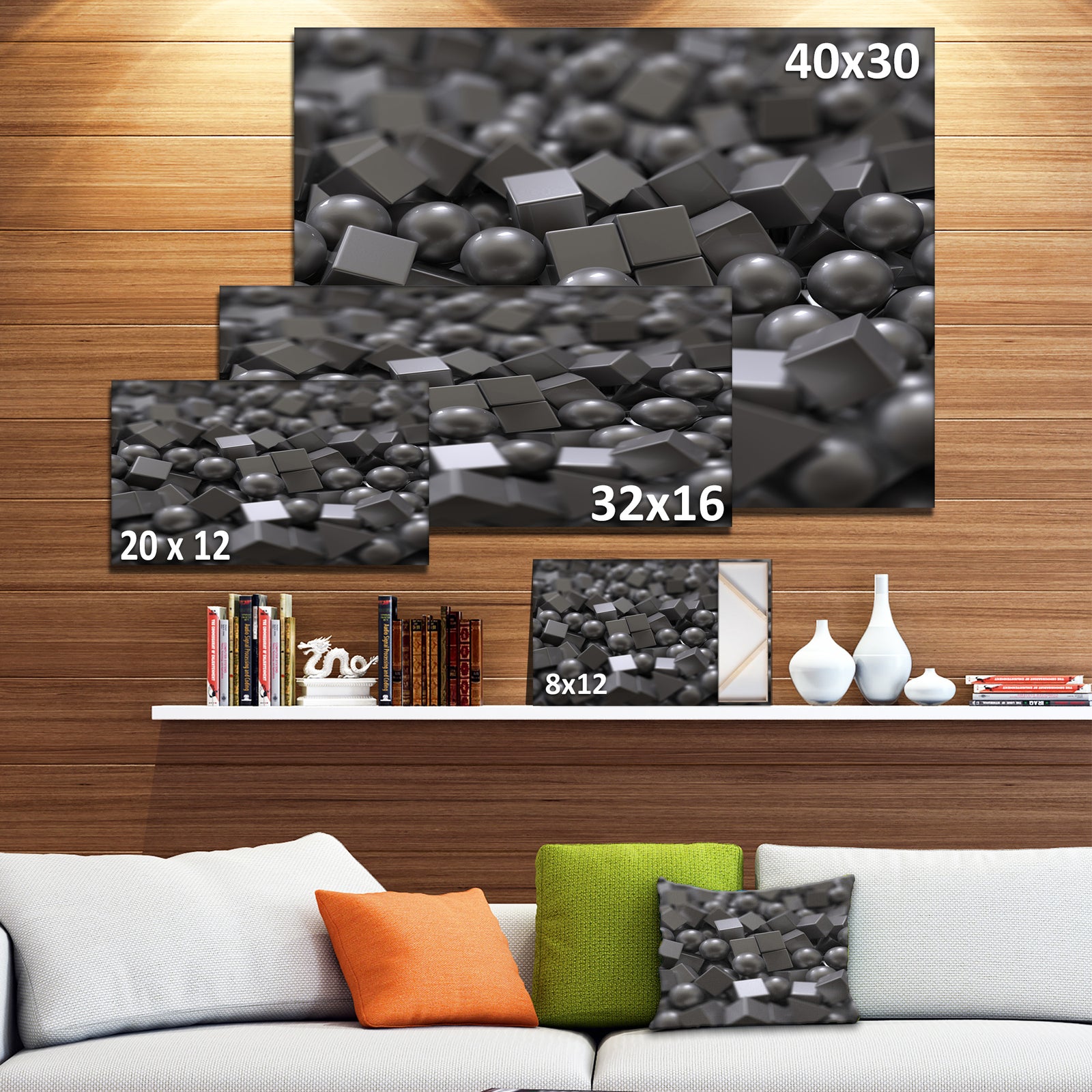 Balls and Cubes 3D Design - Abstract Artwork on Canvas