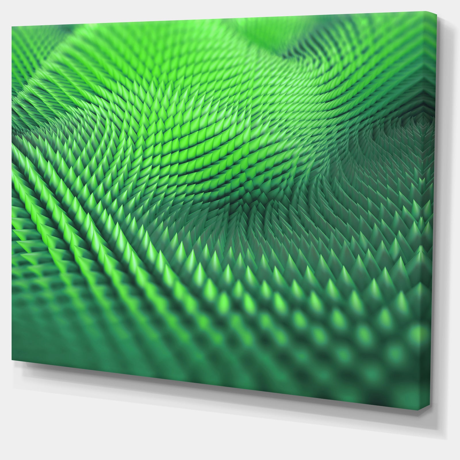 Green 3D Spiny Texture - Abstract Artwork on Canvas