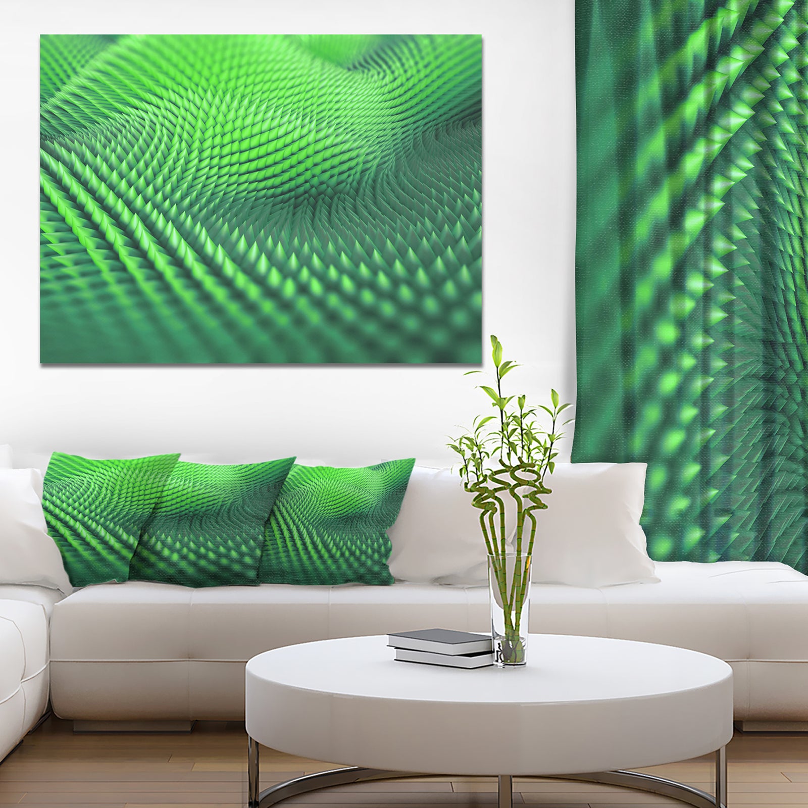 Green 3D Spiny Texture - Abstract Artwork on Canvas