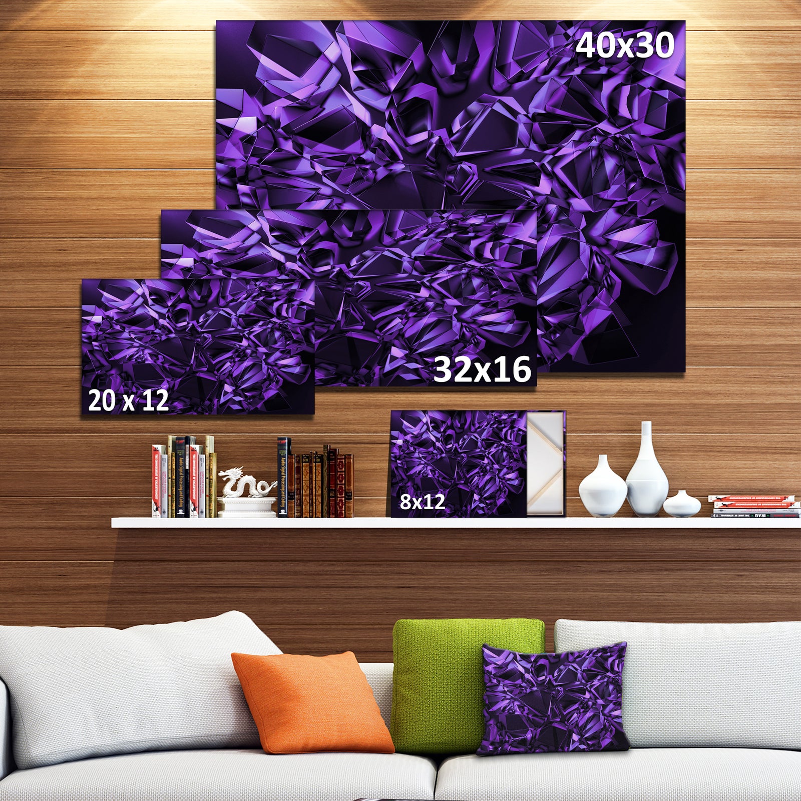 Purple Crystal Texture Design'Extra Large Abstract Canvas Art Print